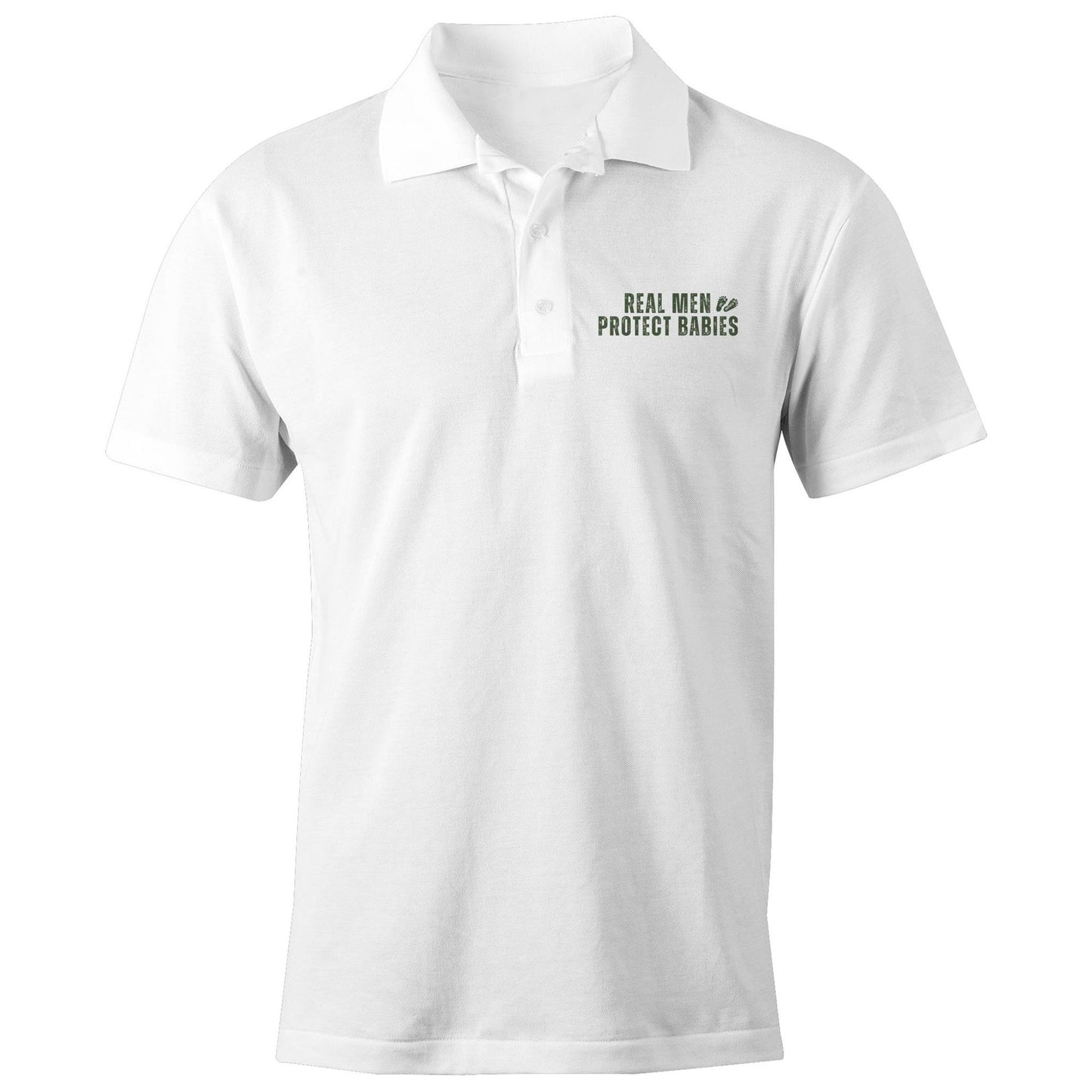 Mens Polo Shirt Real Men Protect Babies