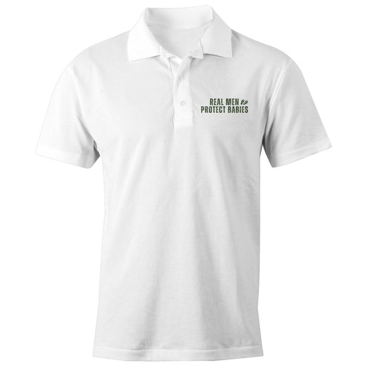 Mens Polo Shirt Real Men Protect Babies